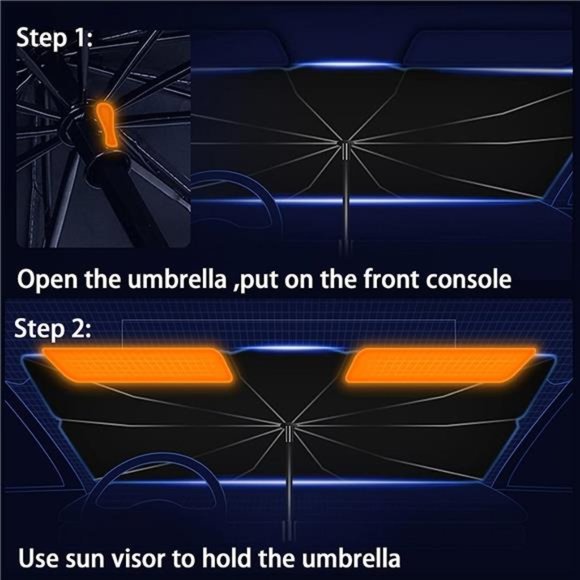 Car Windshield Sunshade Umbrella Foldable Car Sun Visor Front Window Sun Shade - Picture 7 of 7